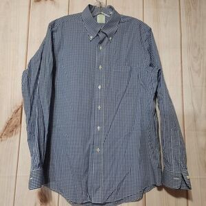 Brooks Brothers‎ Shirt Men's 16.5 Blue Checked Long Sleeve Button Front